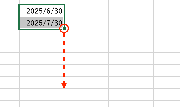 月末ではなく「毎月30日」を連続させる