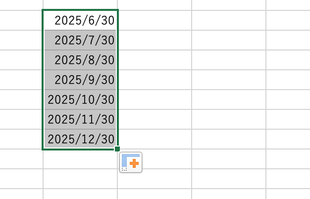 毎月30日の連続データ