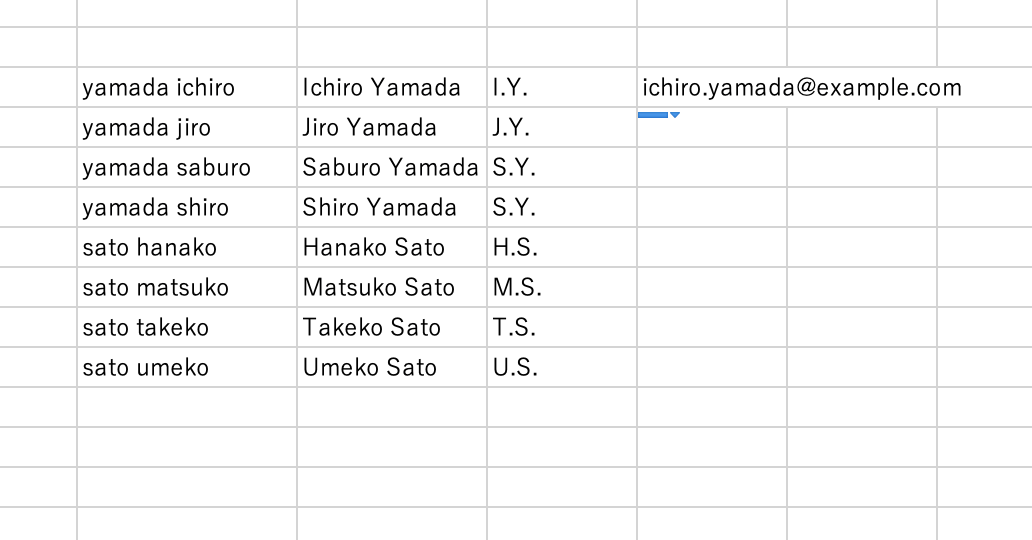 名前からメールアドレスを作成する